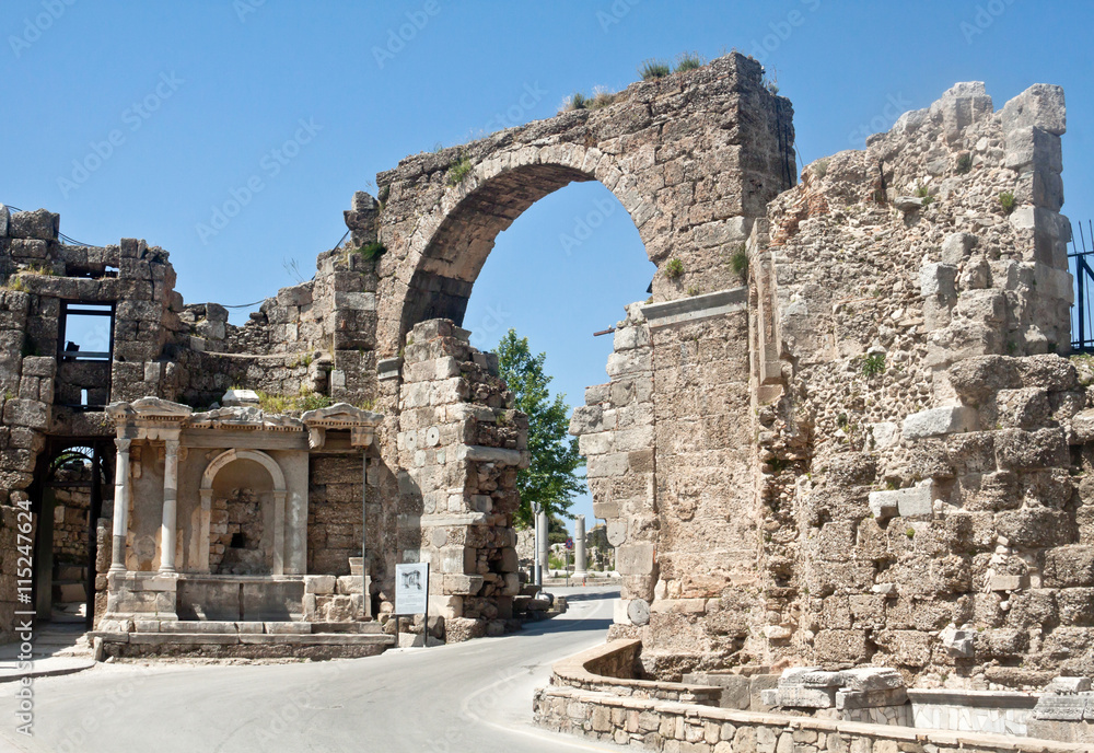 Gate of Vespasian in Side, Turkey