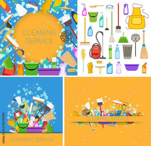 set of cleaning service backgrounds. vector