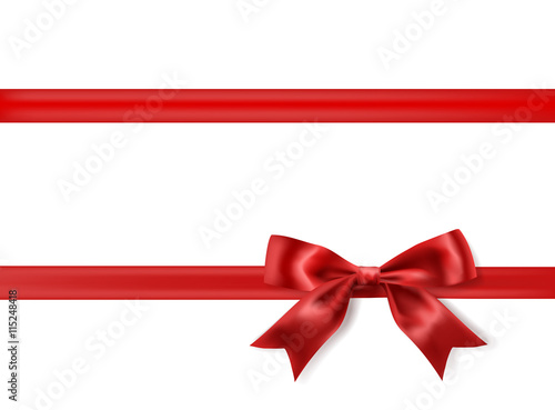 red bow decoration on white. vector