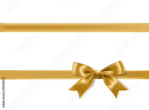 golden bow decoration on white. vector