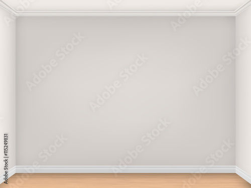 Empty room with three beige walls. Interior vector background.