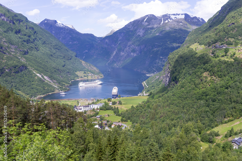 Geirangerfjord - famous natural landmark in Norway. It is UNESCO heritage site. Geirangerfjord - famous natural landmark in Norway. It is UNESCO heritage site.