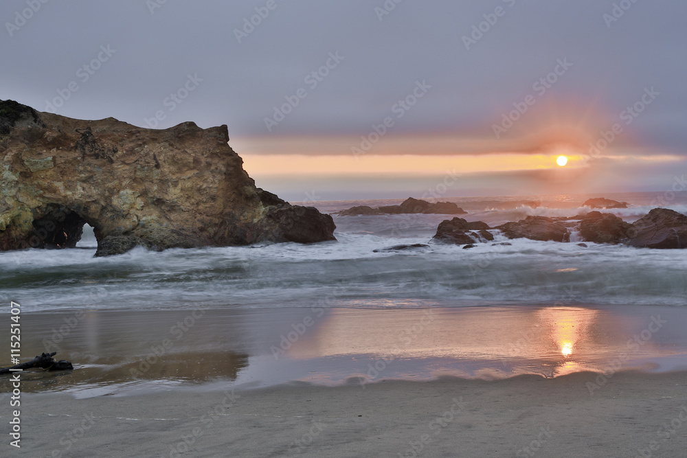 Sunset over Pescadero State Beach in San Mateo County, California