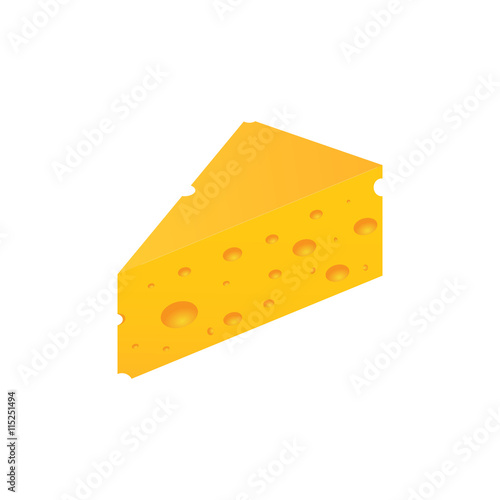 the image of a triangular piece of cheese with holes on a white background