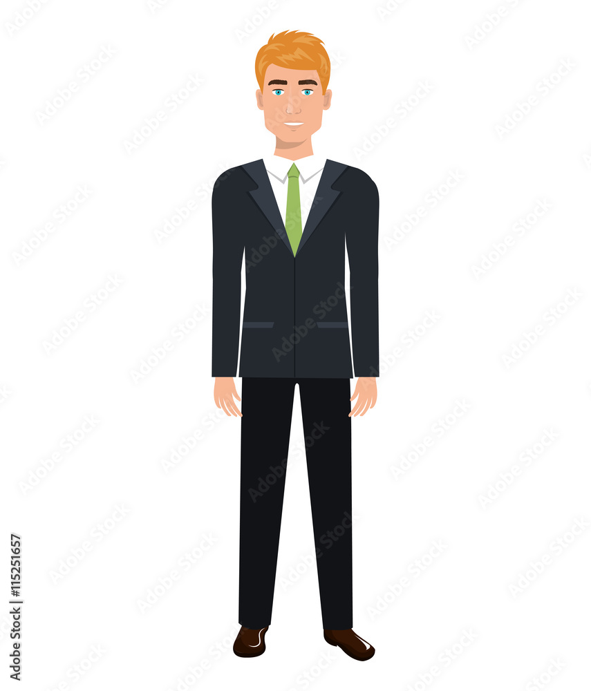 Businessman with elegant suit and tie cartoon, vector illustration graphic.