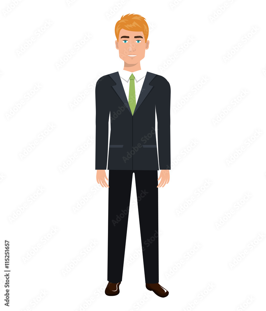 Businessman with elegant suit and tie cartoon, vector illustration graphic. Businessman with elegant suit and tie cartoon, vector illustration graphic.