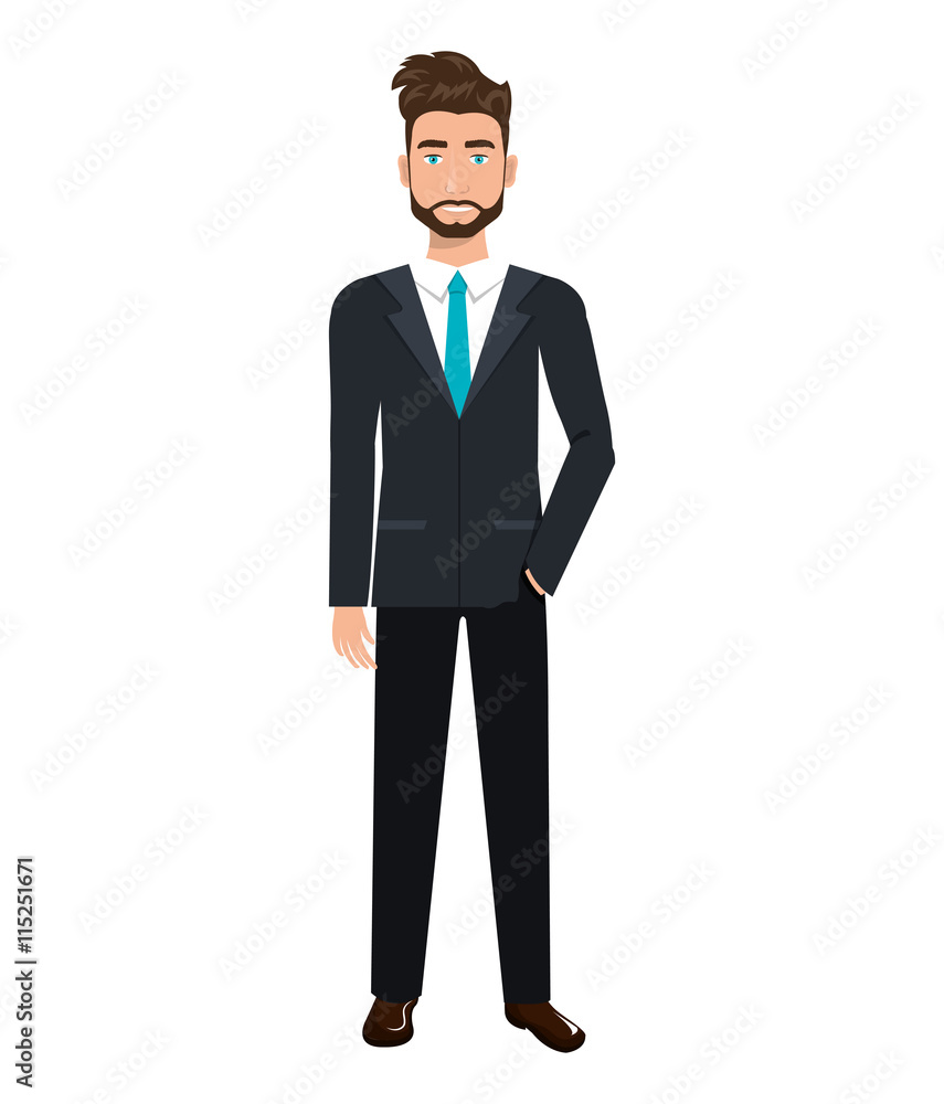 Businessman with elegant suit and tie cartoon, vector illustration graphic. Businessman with elegant suit and tie cartoon, vector illustration graphic.