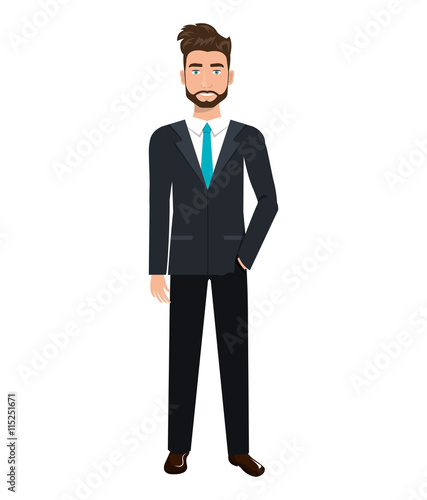 Businessman with elegant suit and tie cartoon, vector illustration graphic.