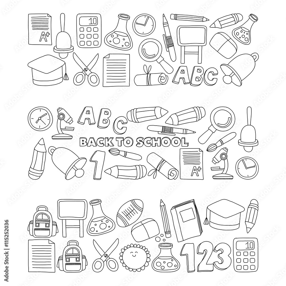 Vector doodle set of education symbols Back to school Vector doodle set of education symbols Back to school