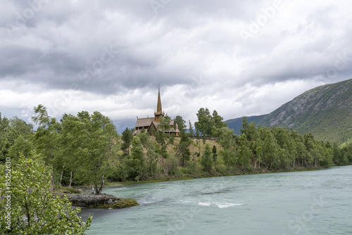 Wild mountain Bavra river in Lom, Norway photo