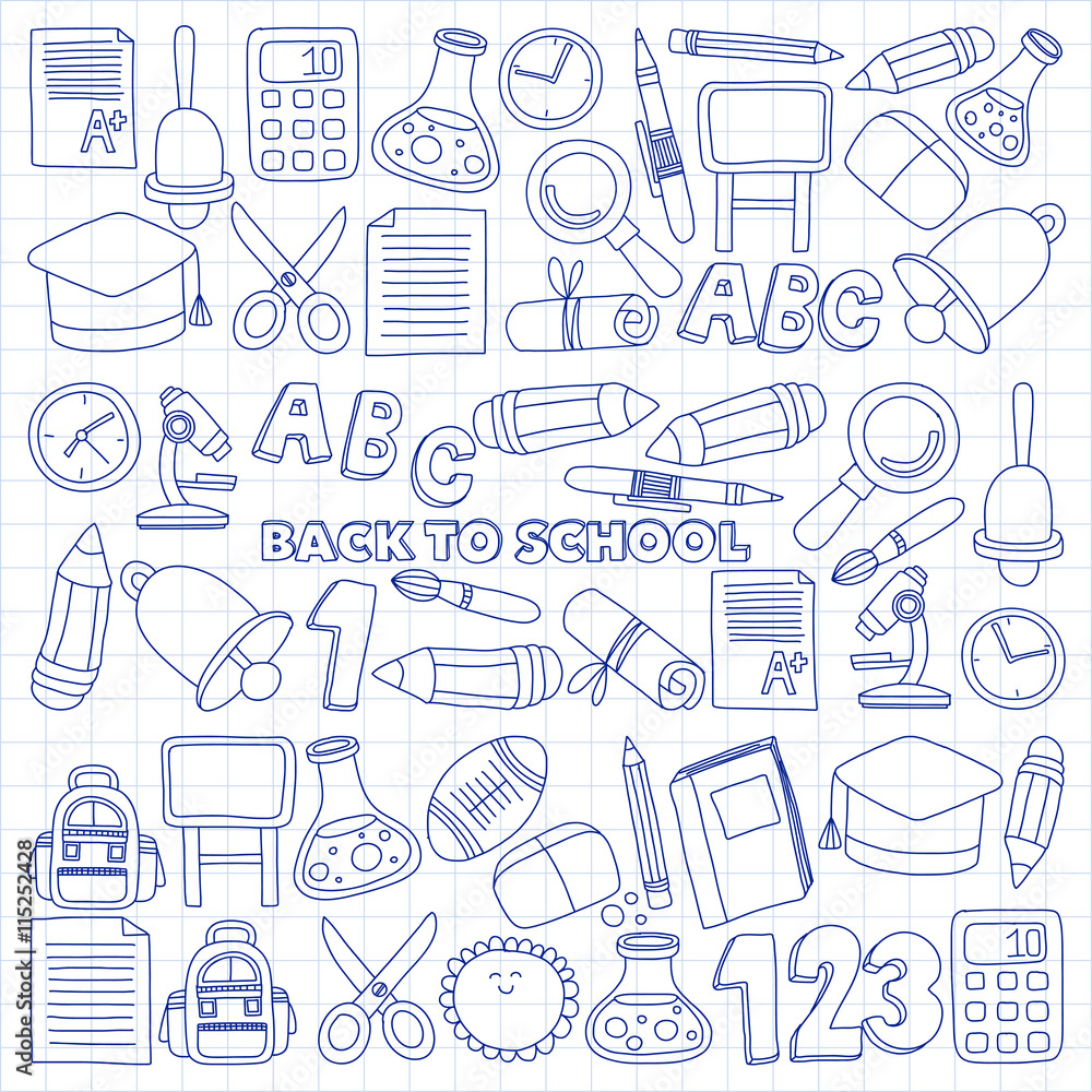 Vector doodle set of education symbols Back to school Vector doodle set of education symbols Back to school