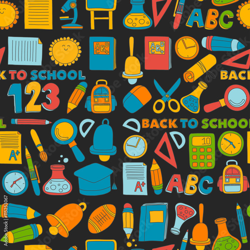 Vector doodle set of education symbols Back to school