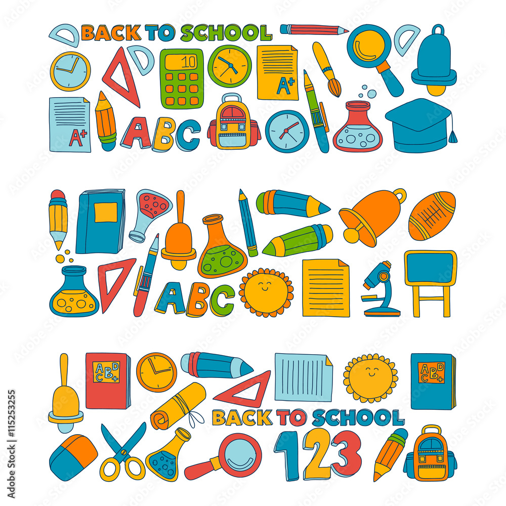 Vector doodle set of education symbols Back to school Vector doodle set of education symbols Back to school