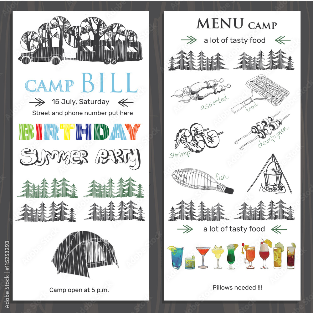 invite for children birthday in the camping. Template brochure f