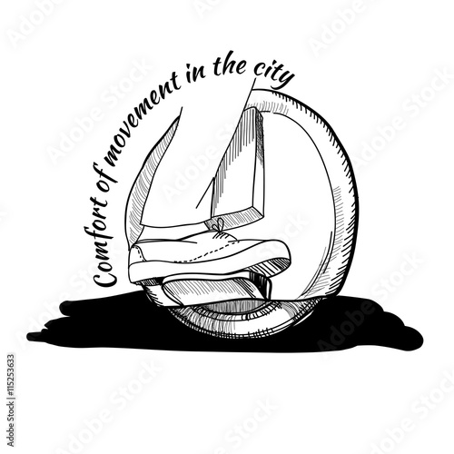 illustration of Hand Drawn  Balancing one wheel electric unicycl