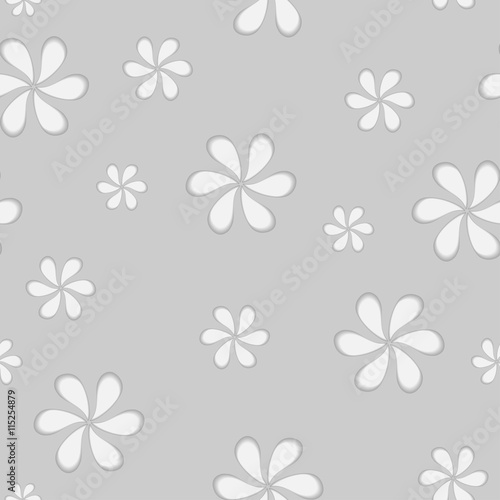 Grey seamless flowers vector background