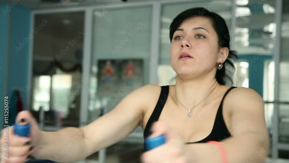 beautiful athletic girl during training in the gym.
beautiful athletic girl during training in the gym.