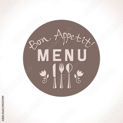 Bon Appetit! Round label menu design.