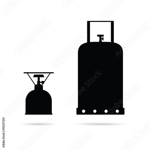 gas cylinder set in black color art illustration