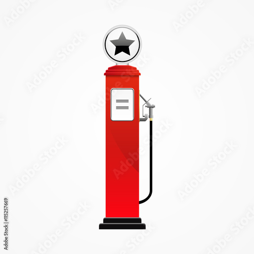 Retro gas pump station, vector design