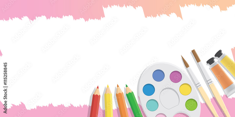 Fototapeta premium Blank banner Equipment for painting for advertising and presenta