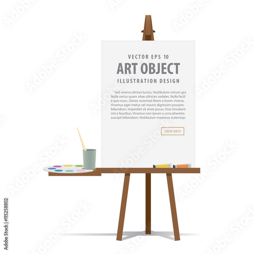 Art easel and canvas with Equipment for painting for advertising