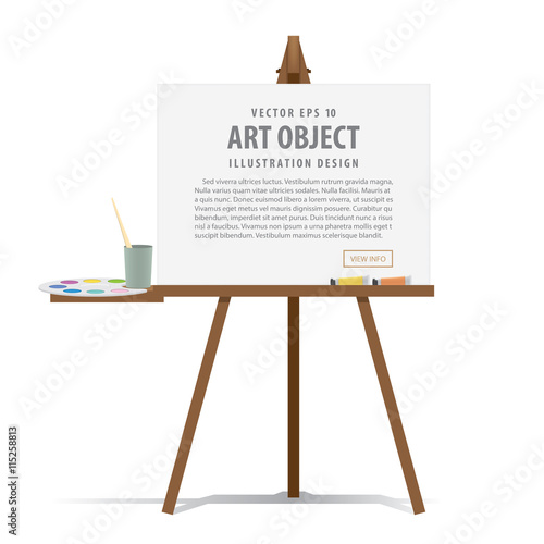 Art easel and canvas with Equipment for painting for advertising