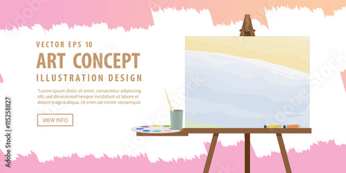Banner Art easel and canvas with Equipment for painting for adve