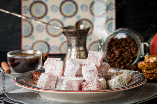 Cup of coffee with turkish delight  © petrrgoskov