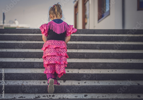Girl walking up the stairs