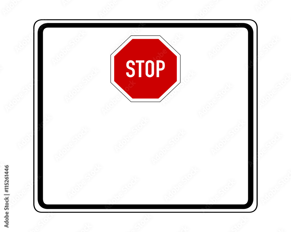 Stoppschild mit Zusatzschild Stock-Vektorgrafik