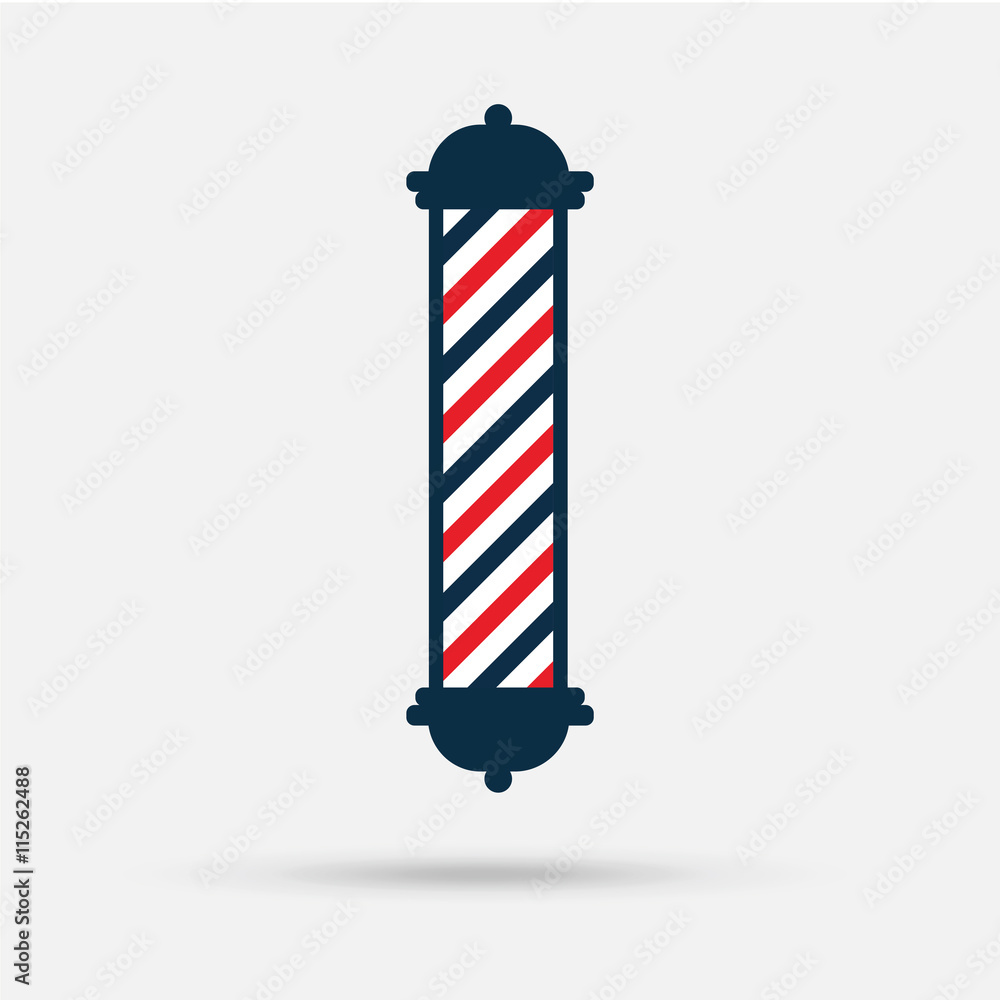 barber shop icon, blue and red Pole on white background with sh barber shop icon, blue and red Pole on white background with sh