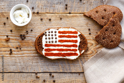 Patriot breakfast - sandwich with image of american flag