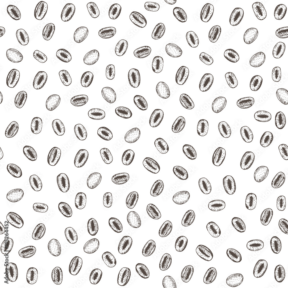 Seamless coffee pattern, coffee beans pattern