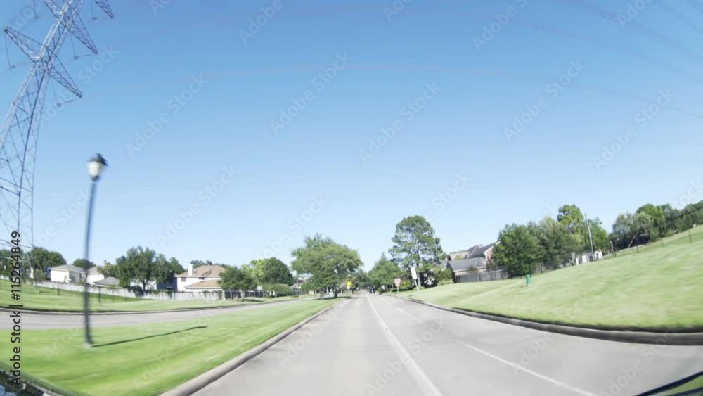pov fisheye view of driving though a typical suburban street 4k pov fisheye view of driving though a typical suburban street 4k