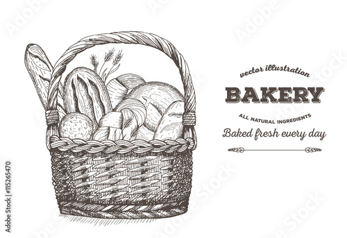 Bread basket design template. Vector illustration