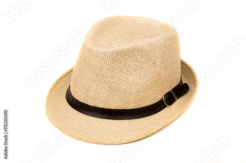 Pretty straw hat isolated on white background, Brown straw hat isolated on white background