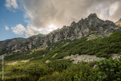 Mountain Landscape on Cloudy Day. Mlynicka Valley, High Tatra, Slovakia.