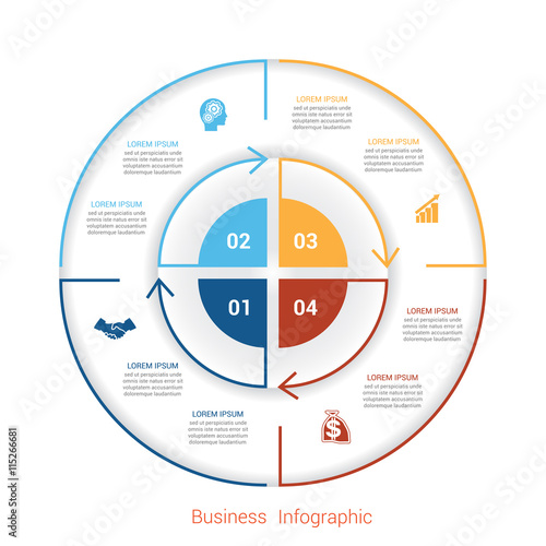 Template infographic four position form of circle parts