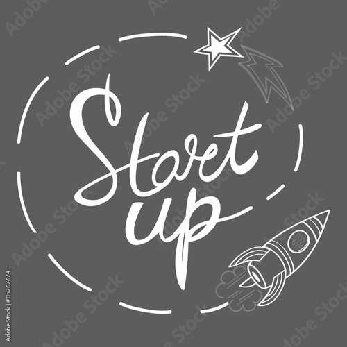 Business start up. Vector illustration. Concept of startup. Lettering