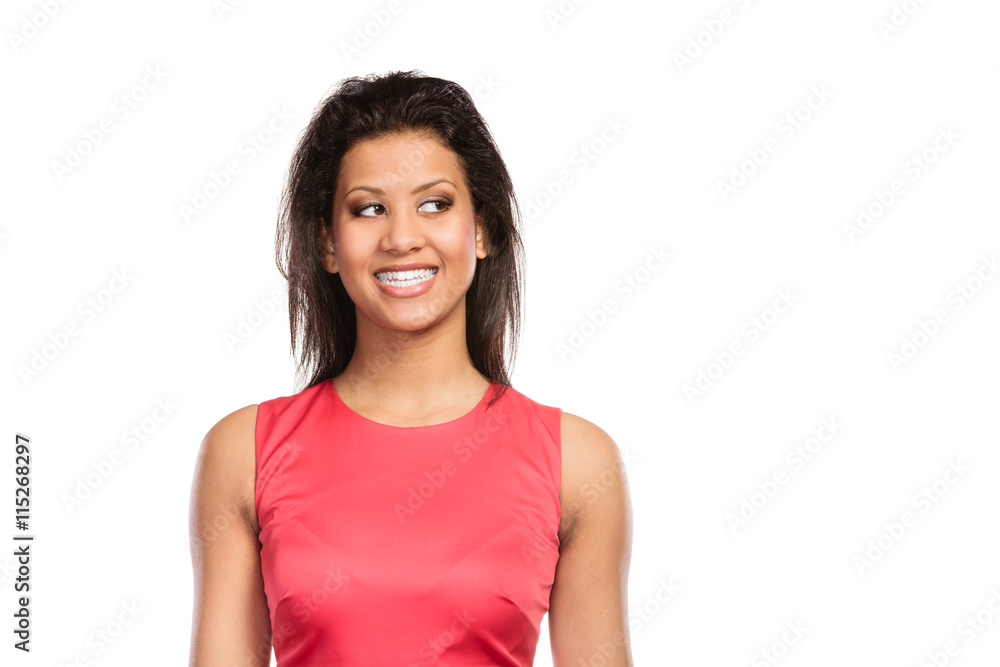 Portrait of happy mixed race african woman girl. Portrait of happy mixed race african woman girl.
