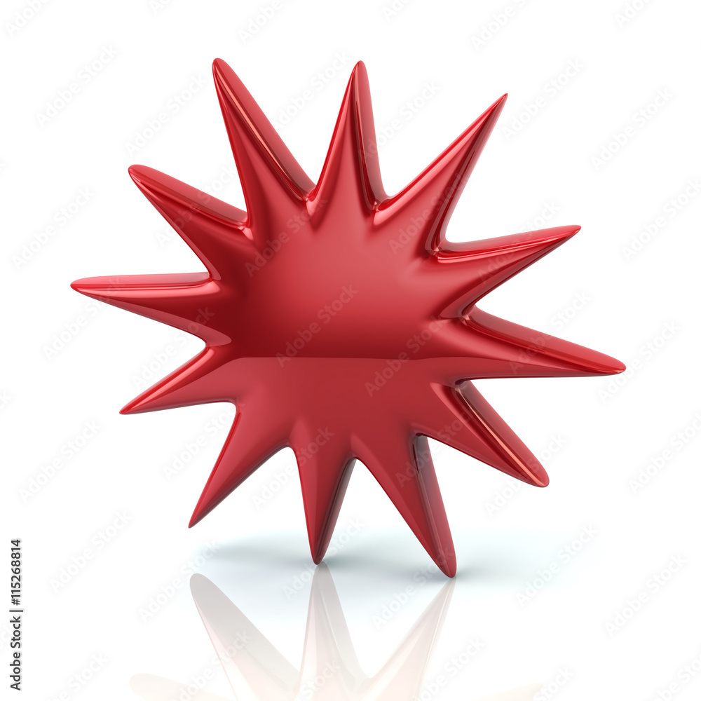 3d illustration of red bursting star icon 3d illustration of red bursting star icon