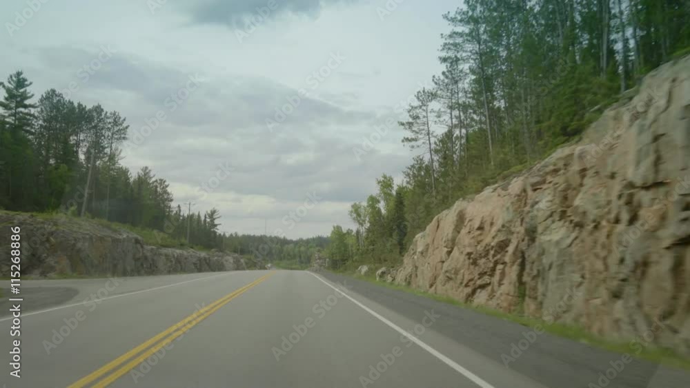 highway ontario canada wilderness forest driving highway ontario canada wilderness forest driving