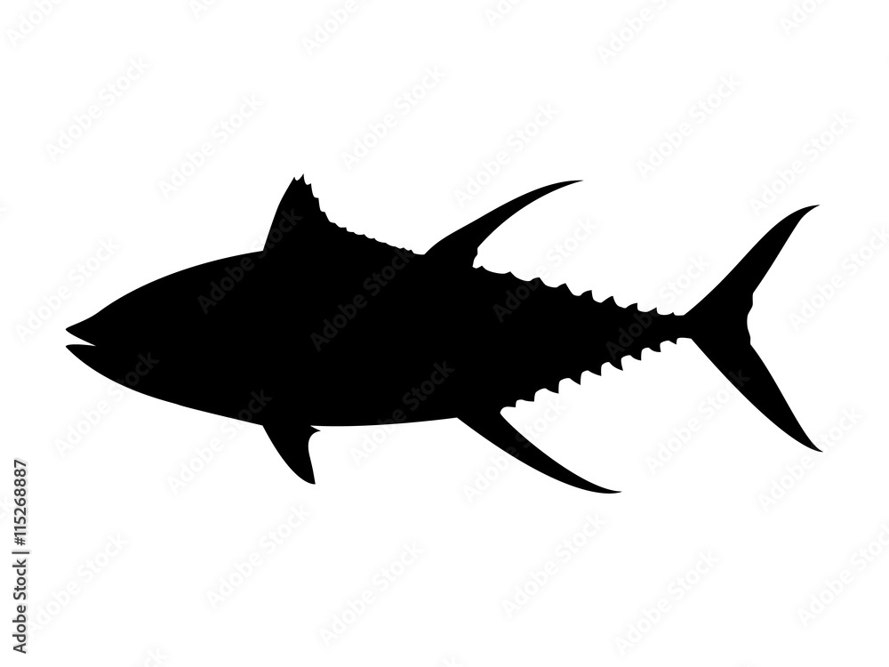 Obraz premium Yellowfin tuna silhouette. Vector illustration.