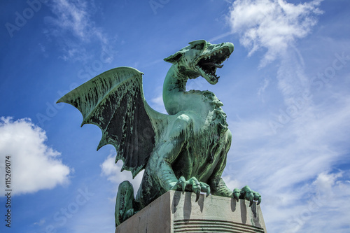 Famous Ljubljana dragon at the Dragon Bridge, Ljubljana, Slovenia © dgmsgallery