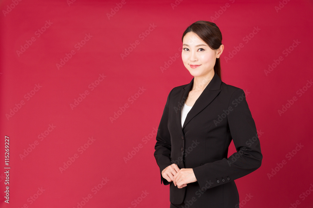 asian businesswoman isolated on red background asian businesswoman isolated on red background