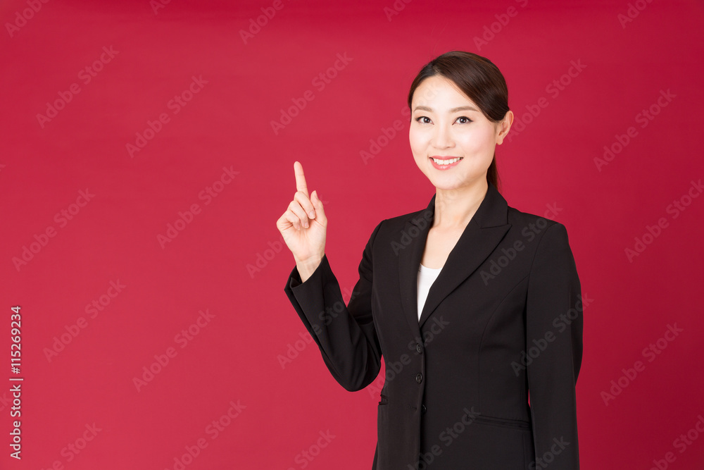 asian businesswoman isolated on red background asian businesswoman isolated on red background