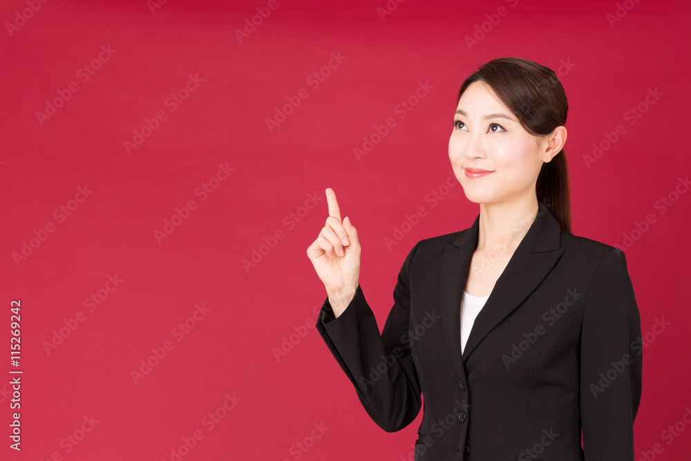 asian businesswoman isolated on red background asian businesswoman isolated on red background