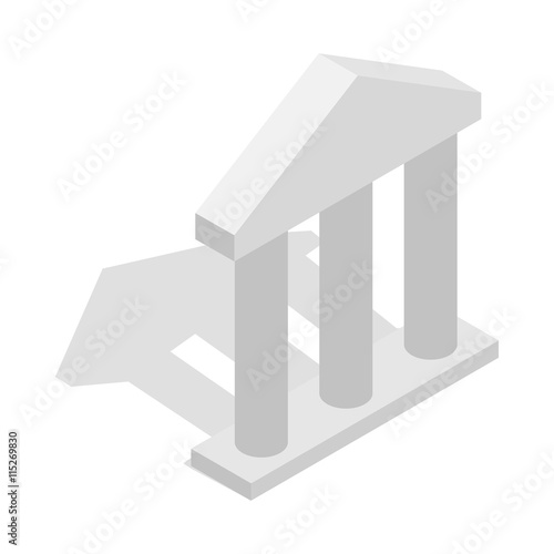 Building facade with three pillars icon in isometric 3d style isolated on white background