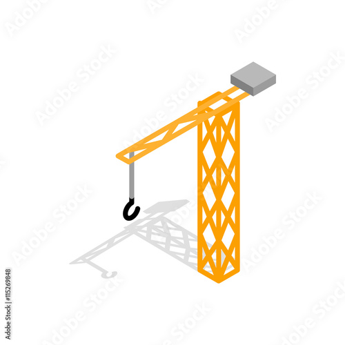 Construction crane icon in isometric 3d style isolated on white background